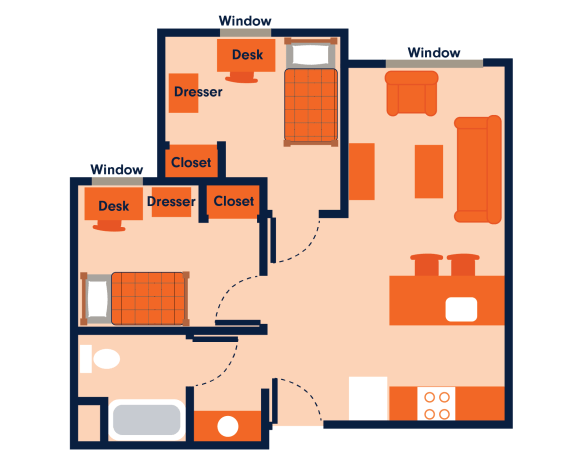 Calaveras 2 bedroom floorplan