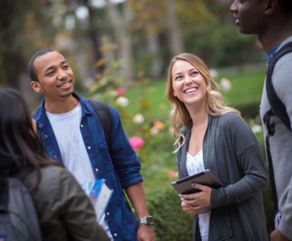 Graduate students meet on University of the Pacific's Stockton campus