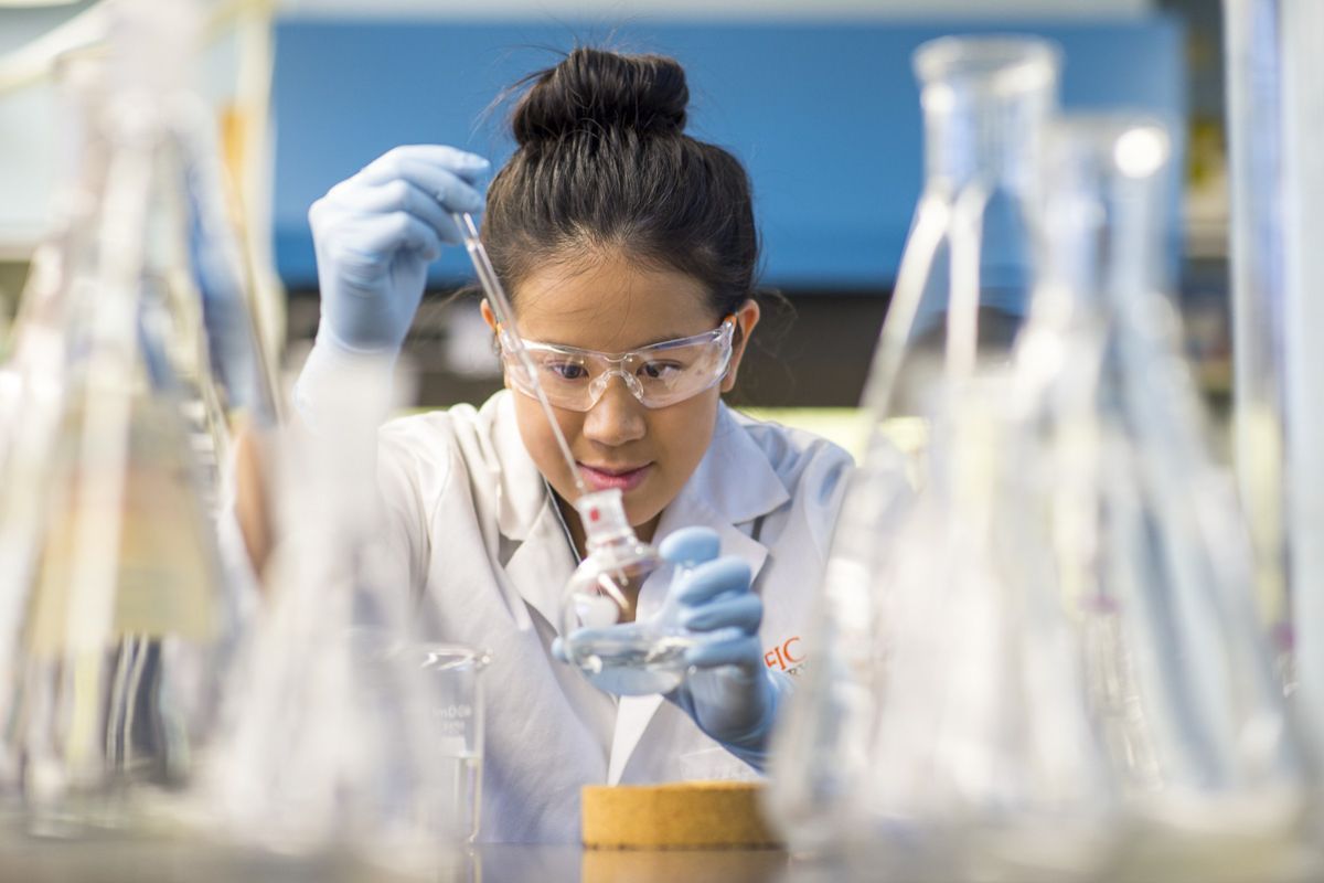 chemistry student in lab
