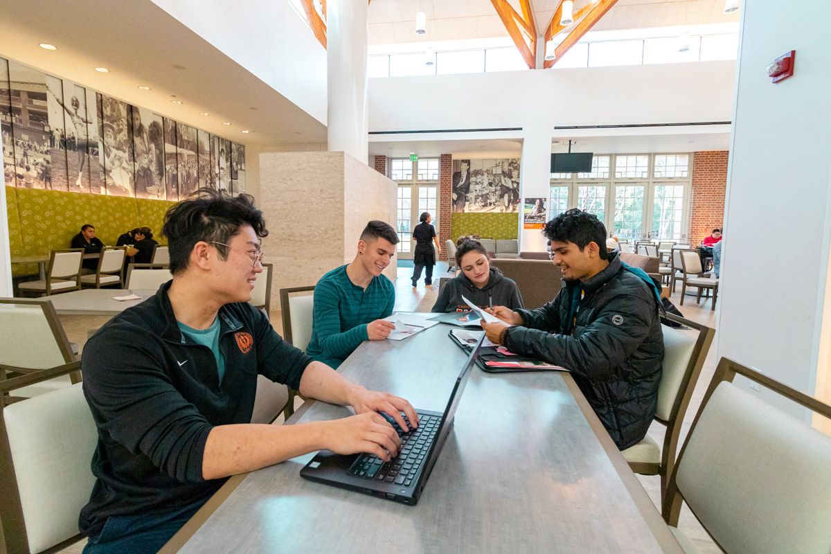 Group of students working on their research