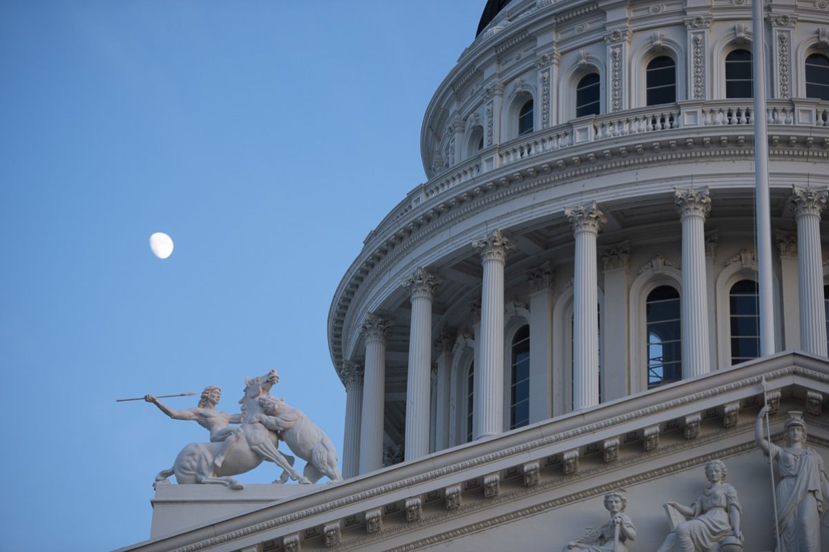 the capital building at dusk