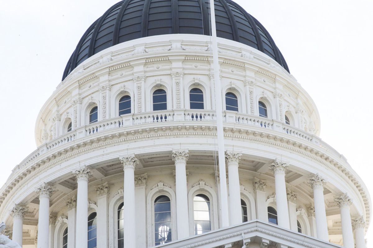 Capitol with flag