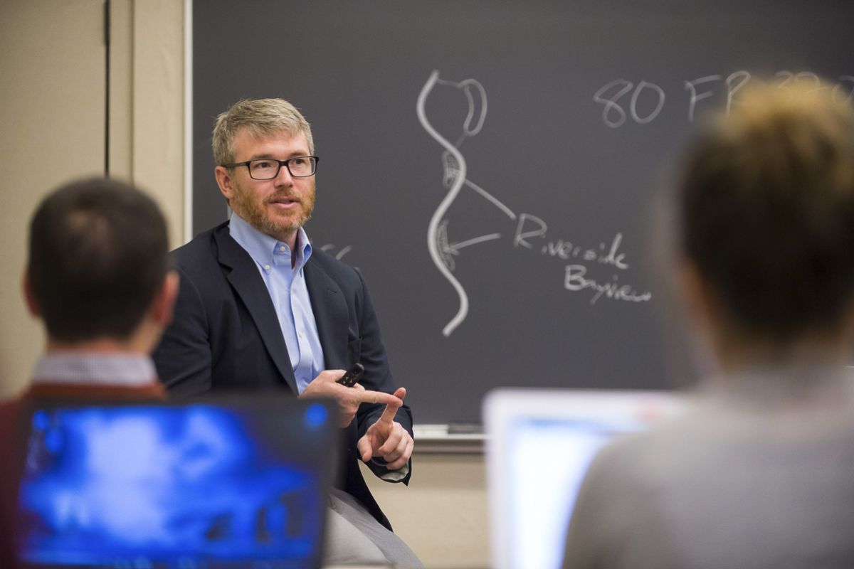 Karrigan Bork teaches an environmental law class