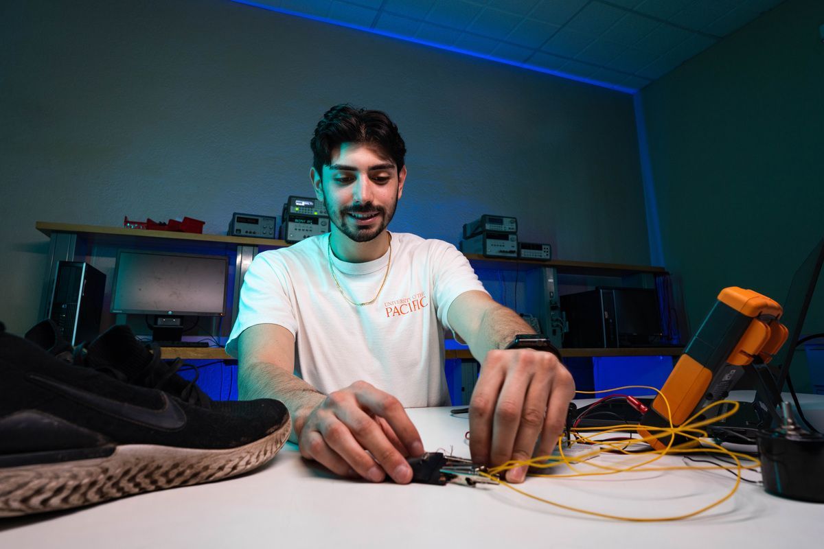 Joaquin Gonzalez, bioengineering major, works on his senior project.