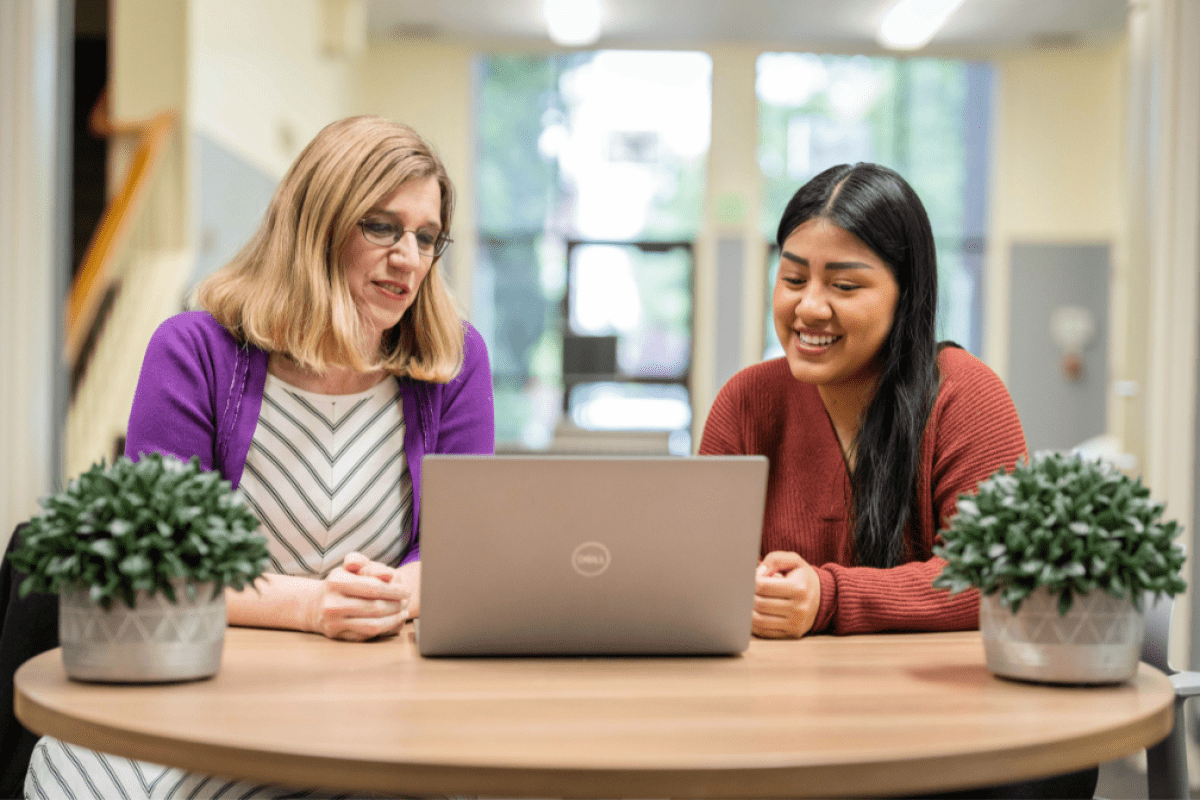 professor with student