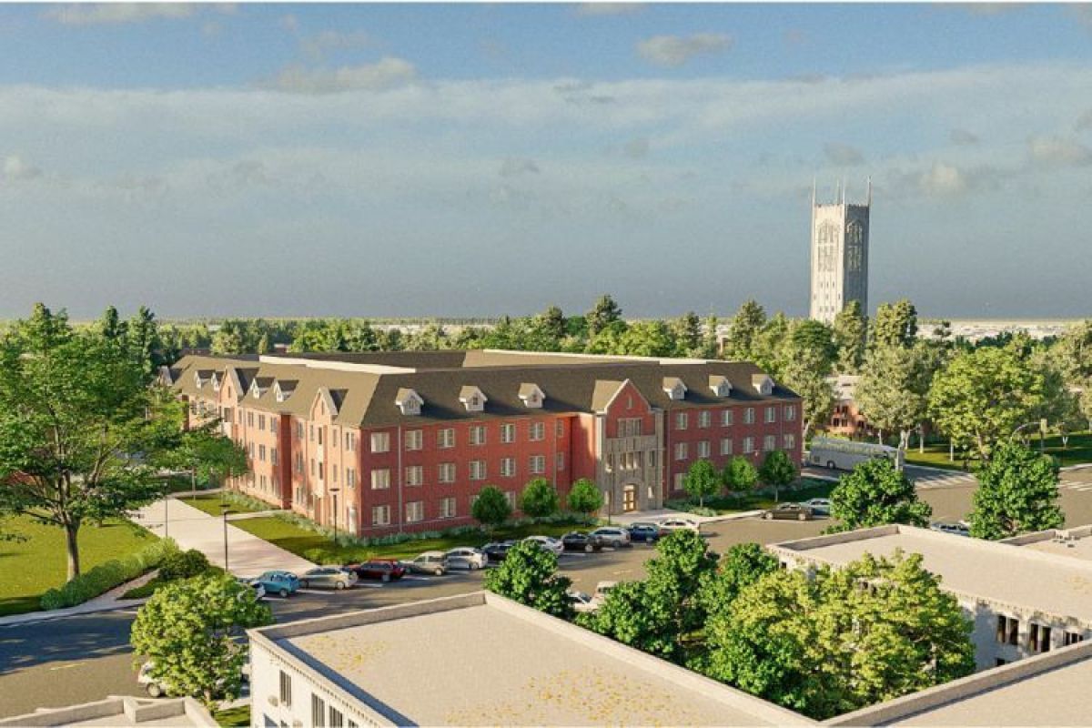 Rendering of the exterior of Southwest Hall