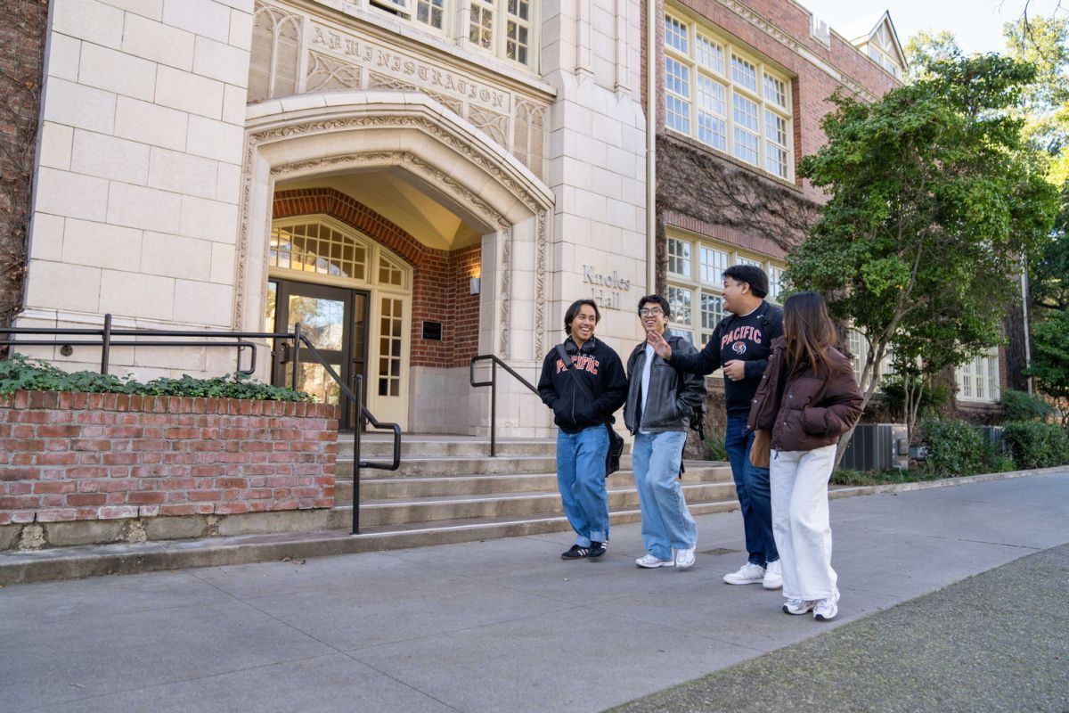Students walking around campus