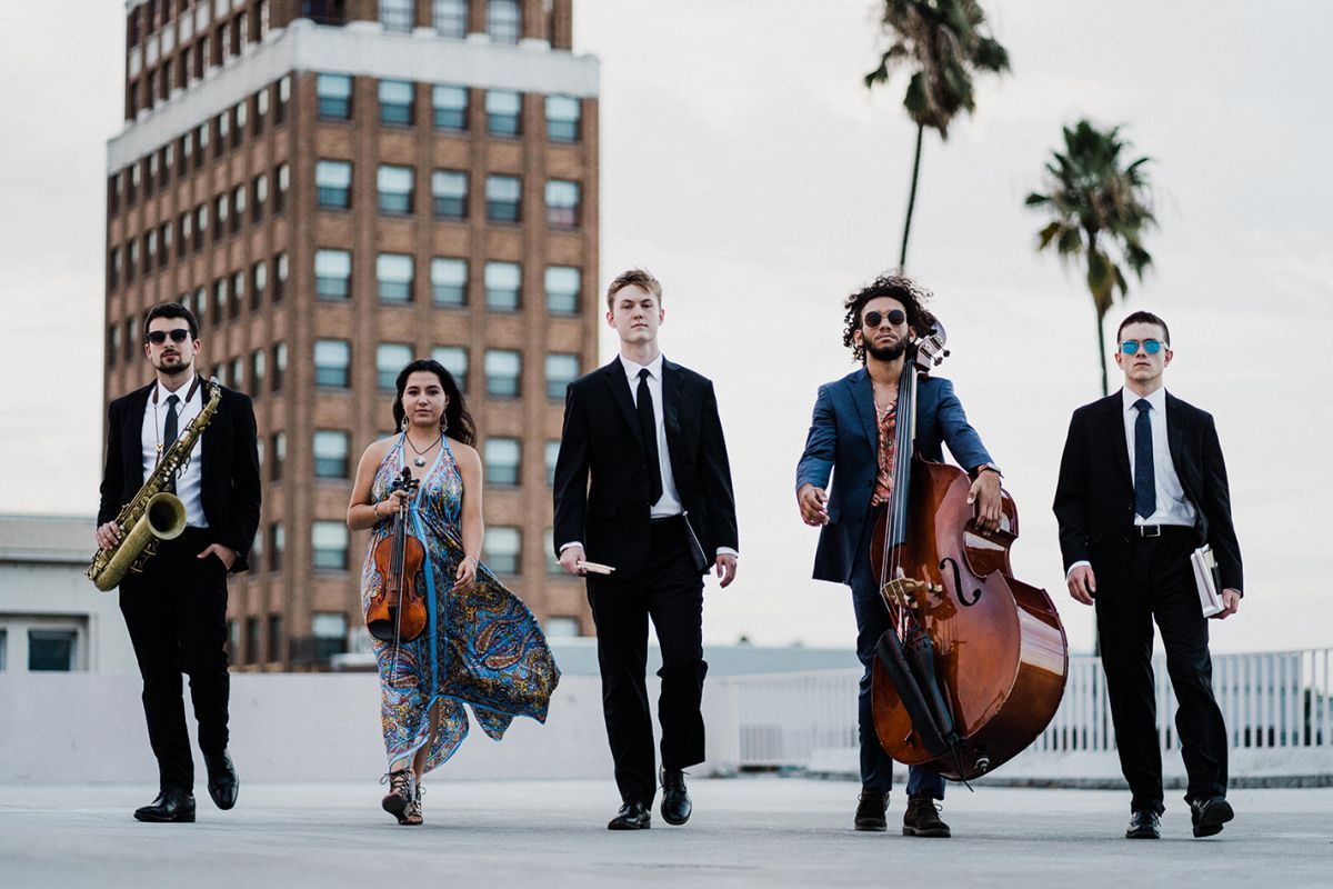 Pacific Jazz Ambassadors on a rooftop in Downtown Stockton