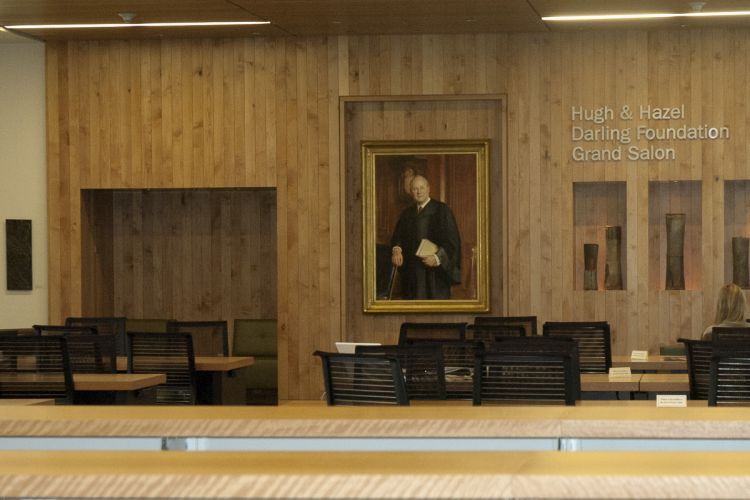 A portrait of retired Supreme Court Associate Justice Anthony M. Kennedy hanging in McGeorge School of Law's Grand Salon