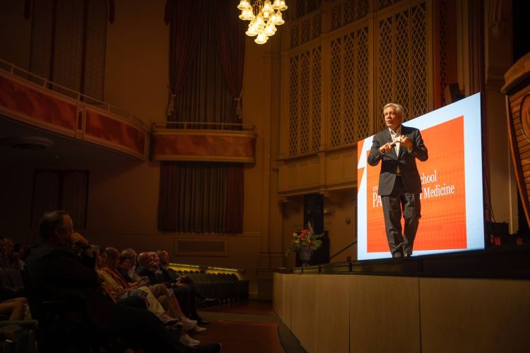 President Callahan on Faye Spanos stage