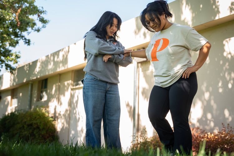 Students stretching 