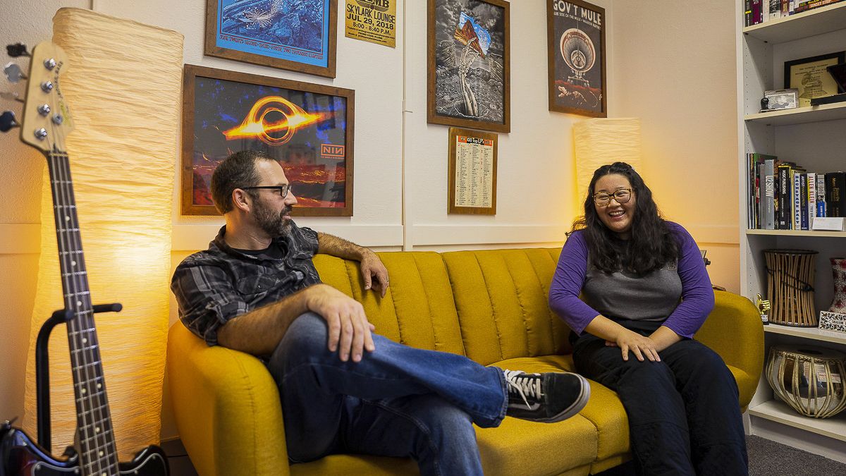 MIS student consulting with a professor